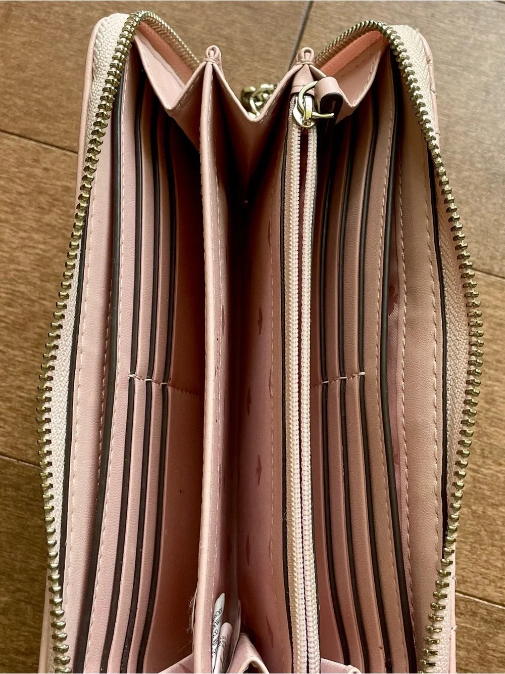 kate spade Blush Quilted Leather Zip Wallet with Gold Hardware